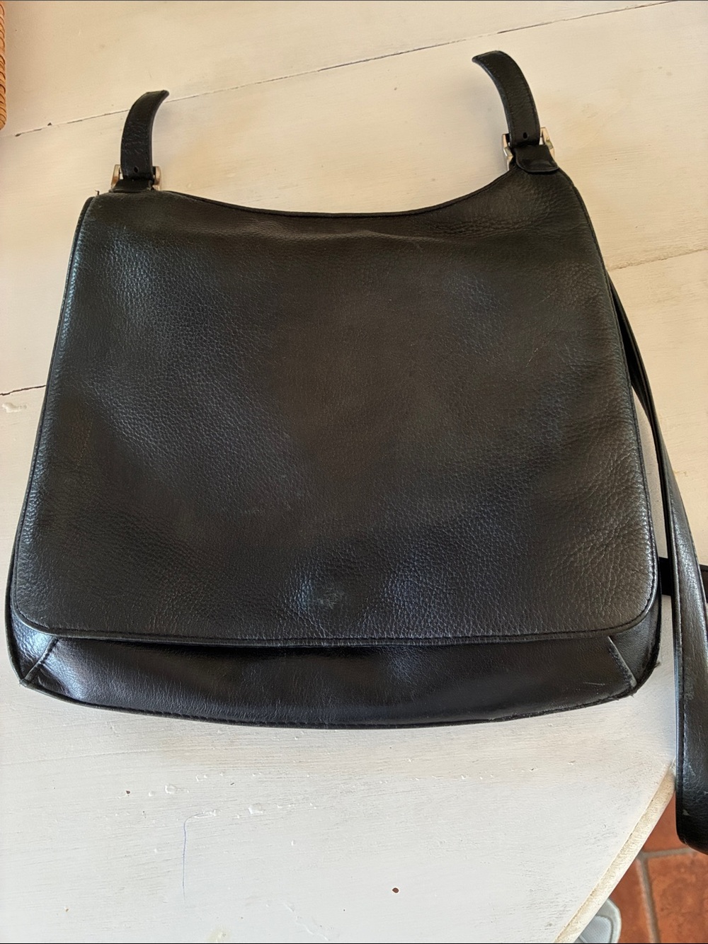 A.Gianetti Black Leather Crossbody Shoulder Bag
